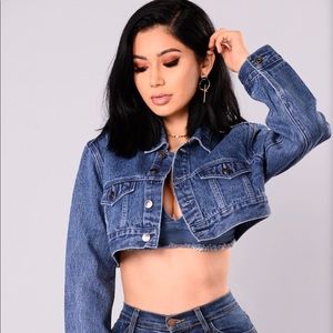 Fashion Nova cropped jean jacket. XL